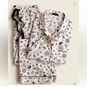 J.Crew Cotton Poplin Short-Sleeve Cropped Pajama Set Bandana Paisley Size M